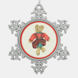 MR. BEAR Pewter Snowflake Ornament 