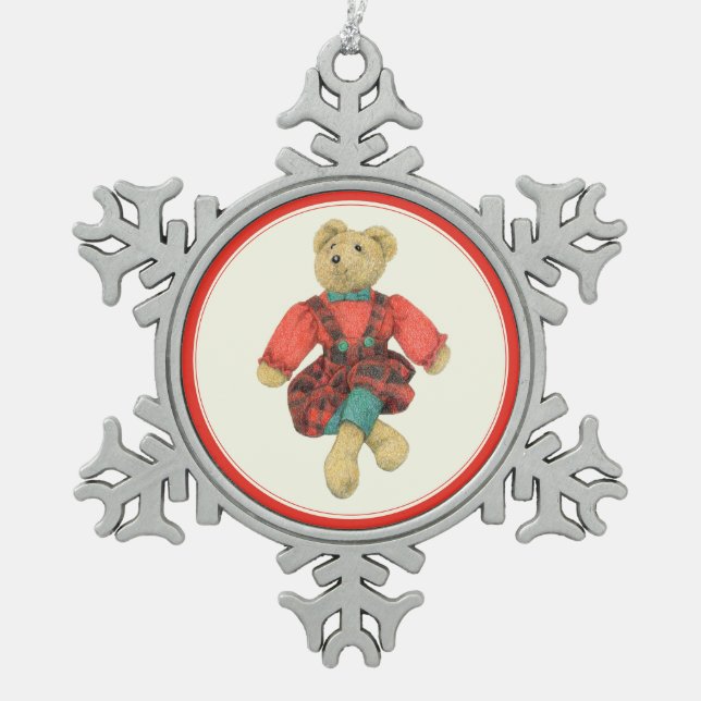 MR. BEAR Pewter Snowflake Ornament  (Front)
