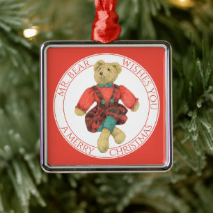 MR. BEAR Premium Square Ornament + Text