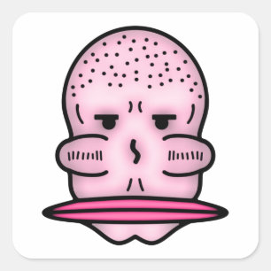 Mr Big Cheekbones Big Mouth Weird Cartoon Face Square Sticker