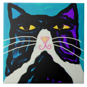 Mr. Big Stuff Abstract Cat Painting Ceramic Tile