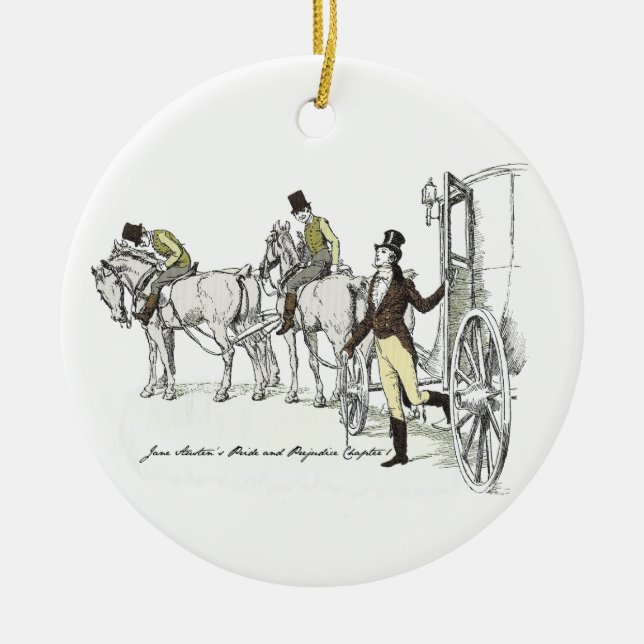 Mr Bingley Arrives Jane Austen Pride and Prejudice Ceramic Ornament (Front)