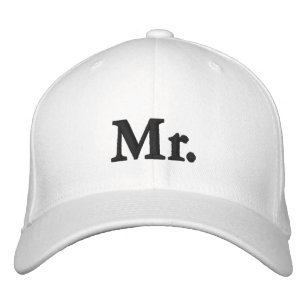 Mr. black and white modern elegant chic  embroidered hat