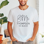 Mr Black Modern Script Custom Wedding Tri-Blend Shirt<br><div class="desc">Modern and casual chic black calligraphy script "Mr." men's wedding tee shirt features custom text that can be personalised with the groom's last name and wedding date / date established. Perfect for the newly wed to wear at the honeymoon and beyond! Visit our store for the matching Mrs. shirt.</div>