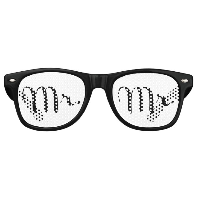 Mr. Black on White Retro Sunglasses (Front)