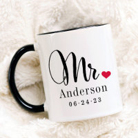 Mr. Black Script Married Monogram Wedding