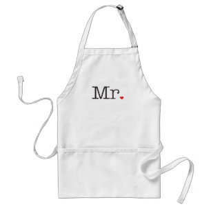 Mr. Black Text Red Heart Wedding Standard Apron