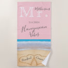 Mr. Blush Pink Beach  Wedding 2 Hearts Sand | His