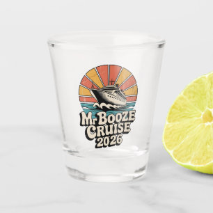 Mr Booze Cruise 2026 Retro Vintage Couples Shot Glass