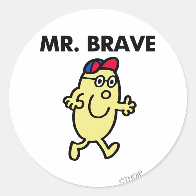 Mr. Brave Waving Hello Classic Round Sticker (Front)