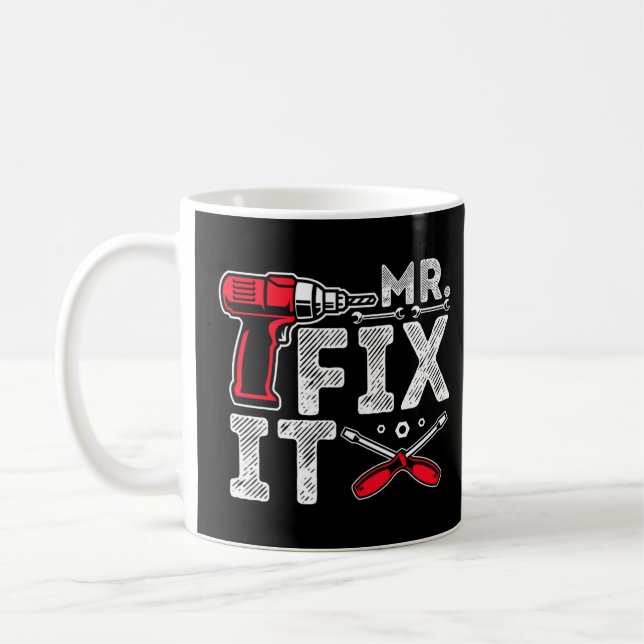 Mr Break It Mr Fix It Funny Dad & Son Matching Fat Coffee Mug (Left)