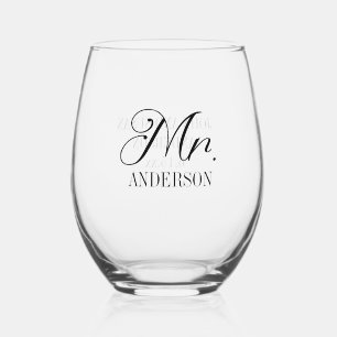 Mr. Bride Groom Wedding Reception Customised Stemless Wine Glass