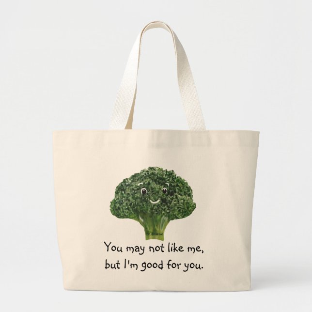 Mr.Broccoli Large Tote Bag (Front)