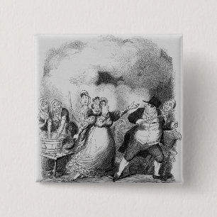 Mr Bumble degraded in the eyes of the paupers 15 Cm Square Badge