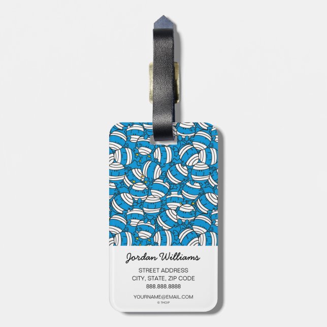 Mr Bump | Blue Confusion Pattern Luggage Tag (Back Vertical)