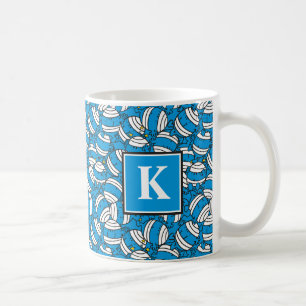 Mr Bump   Blue Confusion Pattern   Monogram Coffee Mug