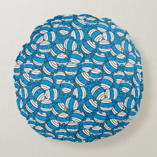 Mr Bump   Blue Confusion Pattern Round Cushion