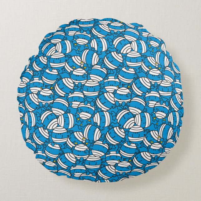 Mr Bump | Blue Confusion Pattern Round Cushion (Front)