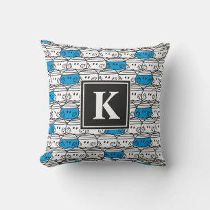 Mr Bump   Blue Pattern   Monogram Cushion