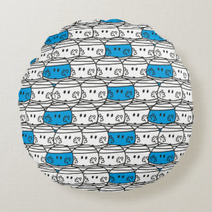 Mr Bump   Blue Pattern Round Cushion