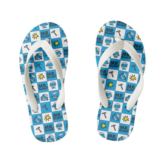 Mr Bump | Mosaic In Blue Pattern Kid's Thongs (Footbed)