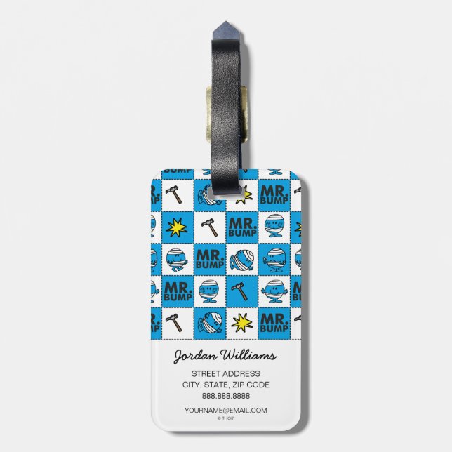 Mr Bump | Mosaic In Blue Pattern Luggage Tag (Back Vertical)