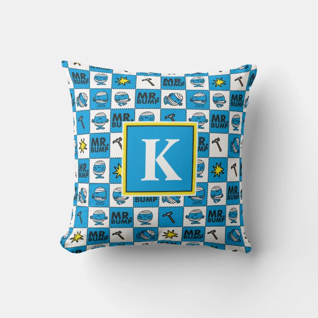 Mr Bump | Mosaic In Blue Pattern | Monogram Cushion (Front)