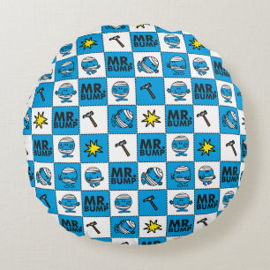 Mr Bump   Mosaic In Blue Pattern Round Cushion
