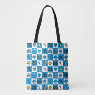 Mr Bump Mosaic In Blue Pattern Tote Bag
