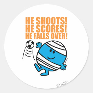 Mr. Bump Playing Soccer Classic Round Sticker