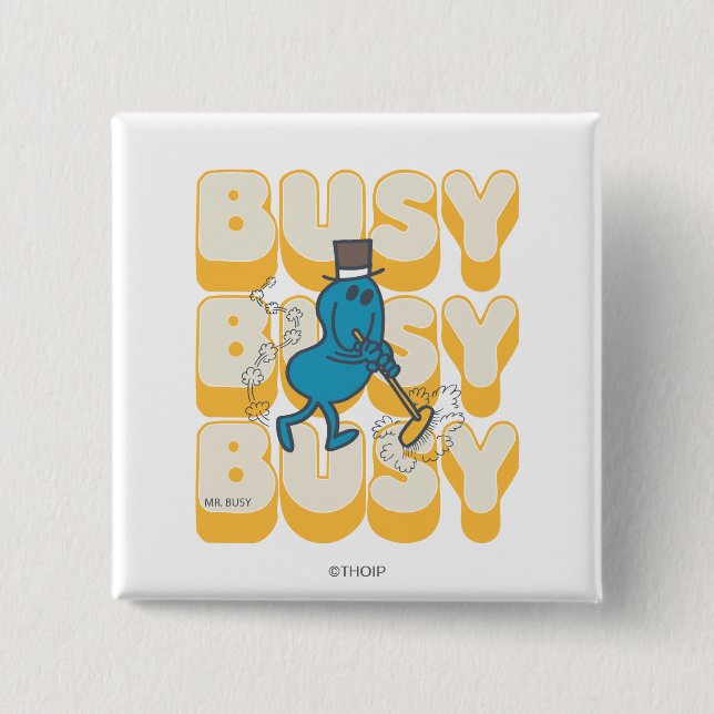 Mr. Busy Sweeping Quickly 15 Cm Square Badge (Front)