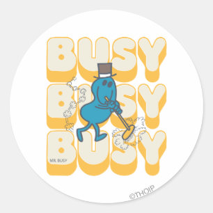 Mr. Busy Sweeping Quickly Classic Round Sticker