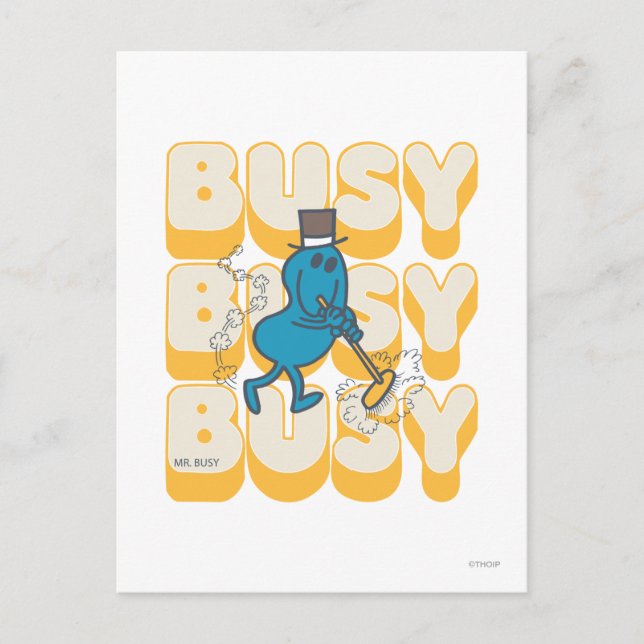 Mr. Busy Sweeping Quickly Postcard (Front)