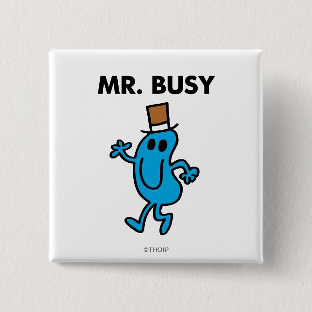 Mr. Busy Waving Hello 15 Cm Square Badge (Front)