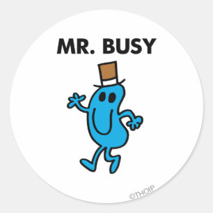 Mr. Busy Waving Hello Classic Round Sticker