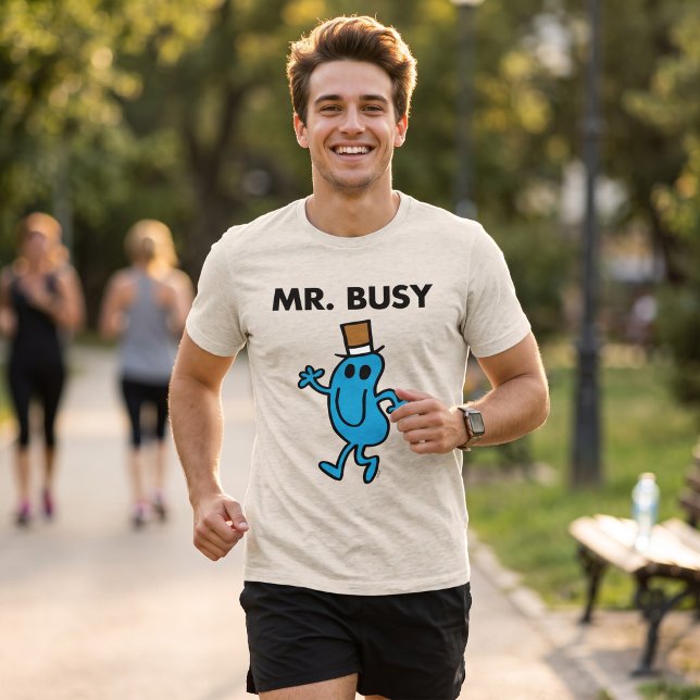 Mr. Busy Waving Hello Tri-Blend Shirt (Simulated man wearing shirt)