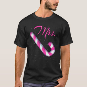 Mr Candy Cane Mrs Merry And Bright Pink And Blue M T-Shirt