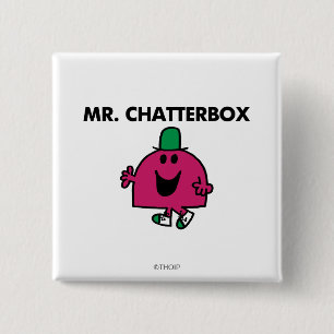 Mr. Chatterbox Waving Hello 15 Cm Square Badge