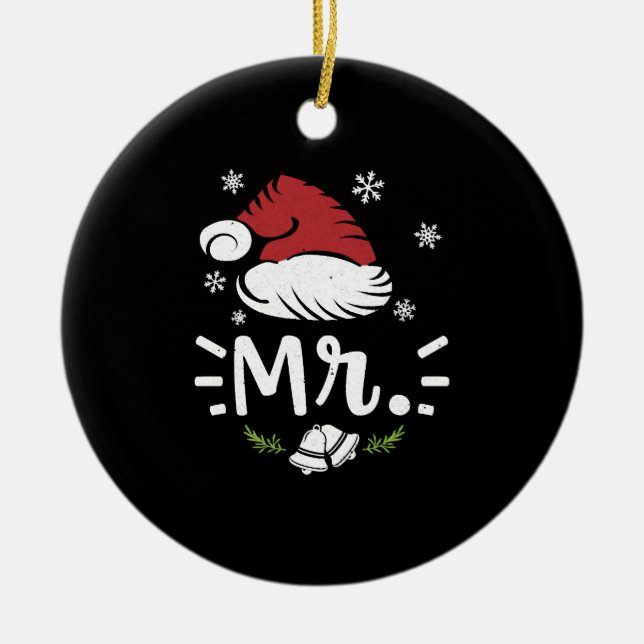Mr Christmas Couple - Christmas Family Ceramic Ornament (Front)