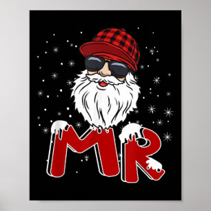 Mr Claus Costume Christmas Funny Santa Hat Family  Poster