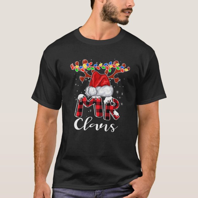 Mr Claus Costume Christmas Pajama Buffalo Plaid Sa T-Shirt (Front)