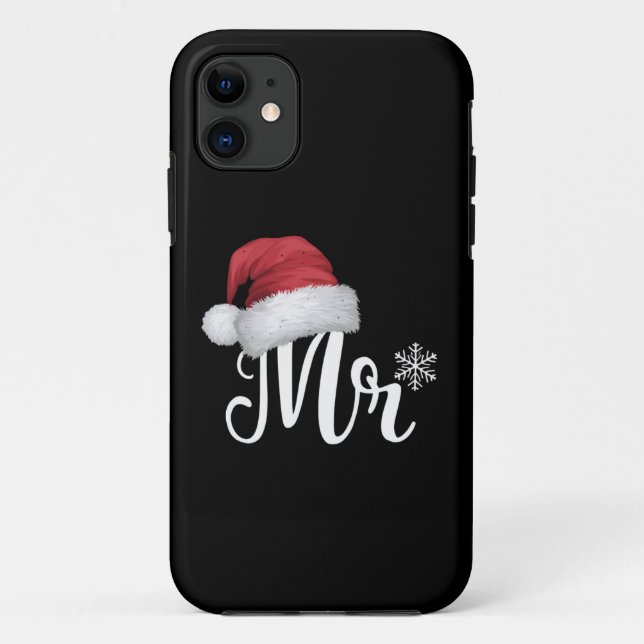 Mr Claus Couples Matching Christmas Pyjamas Santa Case-Mate iPhone Case (Back)