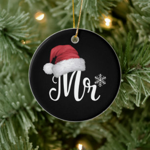 Mr Claus Couples Matching Christmas Pyjamas Santa Ceramic Ornament