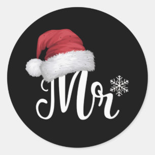 Mr Claus Couples Matching Christmas Pyjamas Santa Classic Round Sticker
