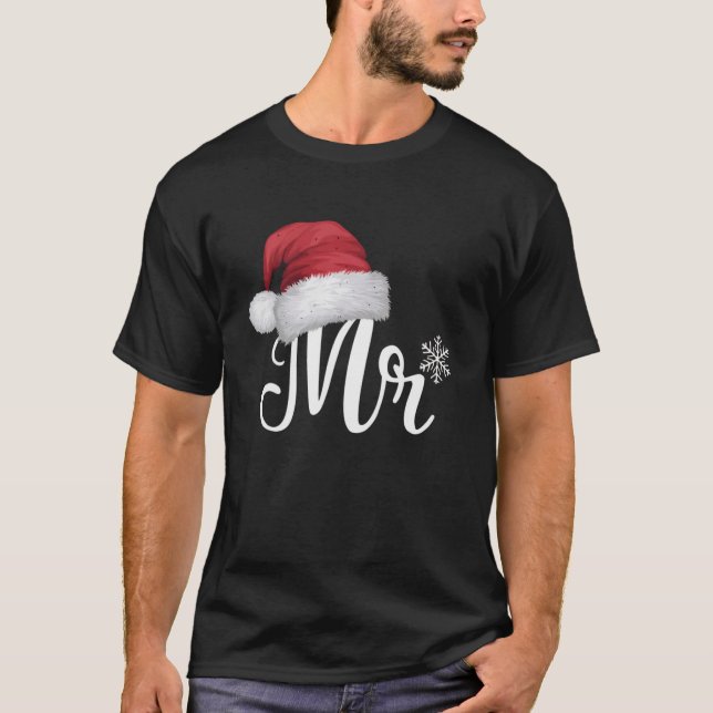 Mr Claus Couples Matching Christmas Pyjamas Santa T-Shirt (Front)
