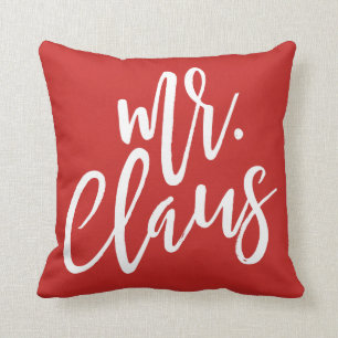 Mr. Claus White Script Pillow