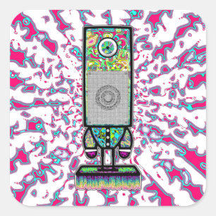 Mr. colourful psychedelic one eyed speaker v1 square sticker
