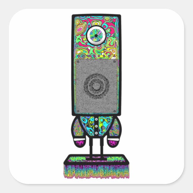 Mr. colourful psychedelic one eyed speaker v2.1 square sticker (Front)