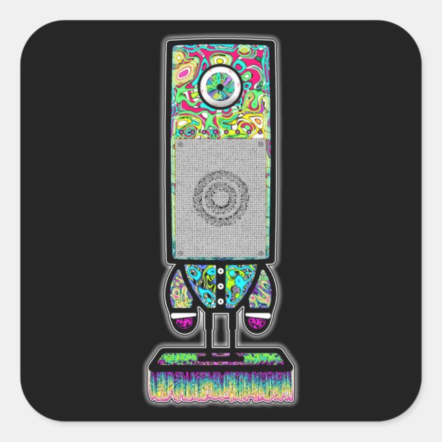 Mr. colourful psychedelic one eyed speaker v3 square sticker (Front)