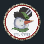Mr. Cool - Snowman Magnet<br><div class="desc">Confident and fun,  that's Mr. Cool. Design features a snowman with tophat and cane with his rabbit friend. A fun winter design for that cool guy.</div>